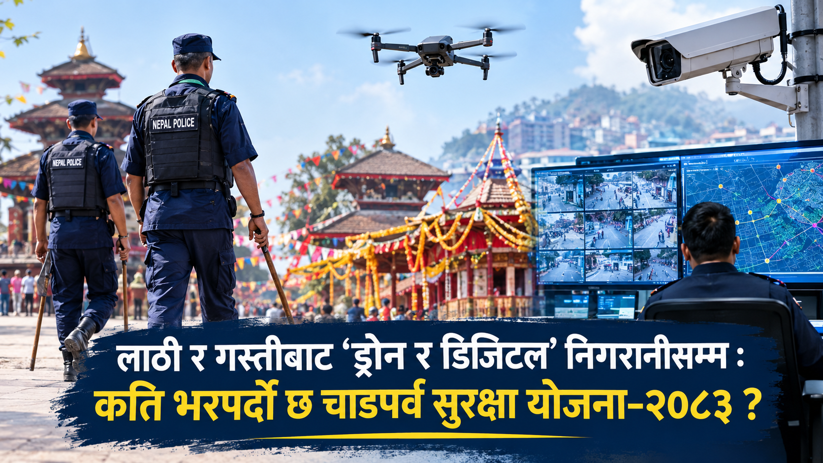 लाठी र गस्तीबाट ‘ड्रोन र डिजिटल’ निगरानीसम्म : कति भरपर्दो छ चाडपर्व सुरक्षा योजना–२०८३ ?